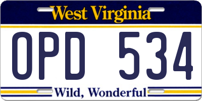 WV license plate OPD534