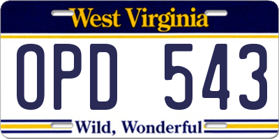 WV license plate OPD543