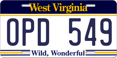 WV license plate OPD549