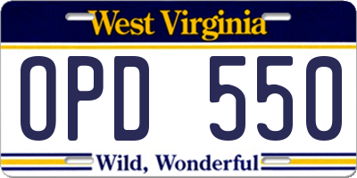 WV license plate OPD550