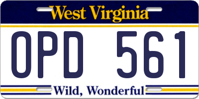 WV license plate OPD561
