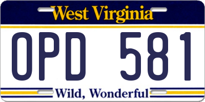 WV license plate OPD581