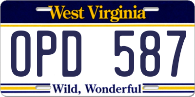 WV license plate OPD587