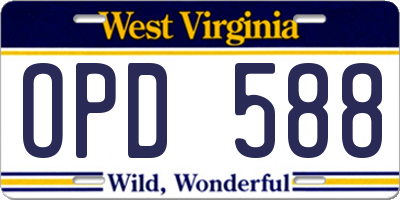 WV license plate OPD588