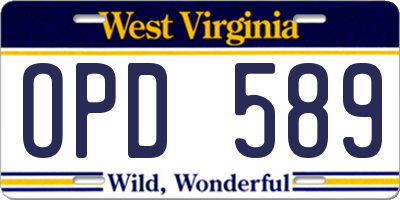WV license plate OPD589