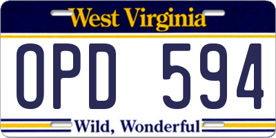 WV license plate OPD594