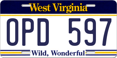 WV license plate OPD597