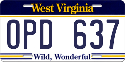 WV license plate OPD637