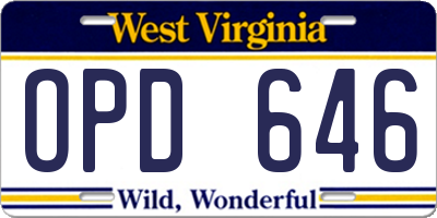 WV license plate OPD646