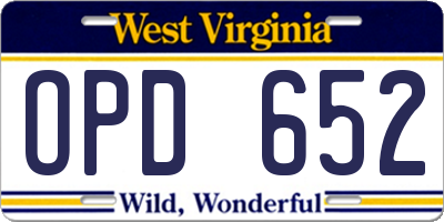 WV license plate OPD652
