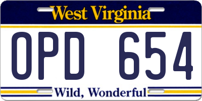 WV license plate OPD654
