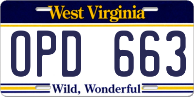 WV license plate OPD663