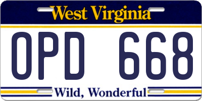 WV license plate OPD668