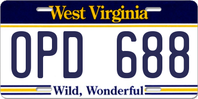 WV license plate OPD688