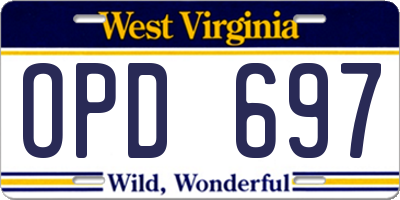WV license plate OPD697