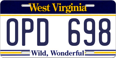 WV license plate OPD698