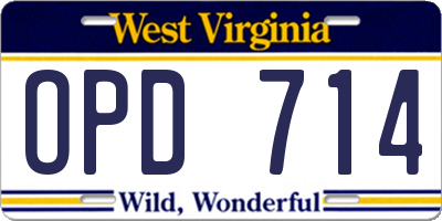 WV license plate OPD714