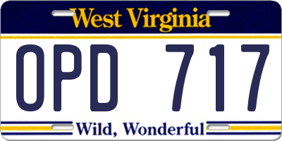 WV license plate OPD717