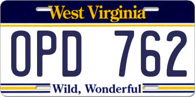 WV license plate OPD762