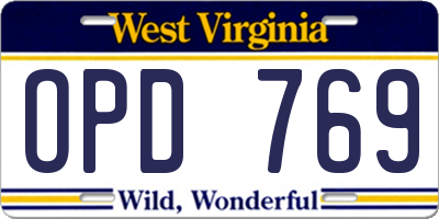 WV license plate OPD769
