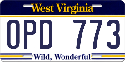 WV license plate OPD773