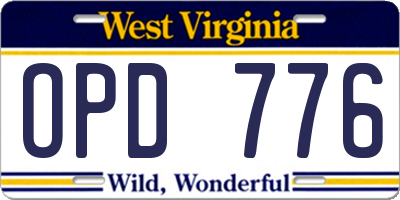 WV license plate OPD776