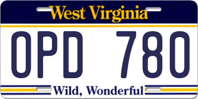 WV license plate OPD780