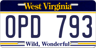 WV license plate OPD793