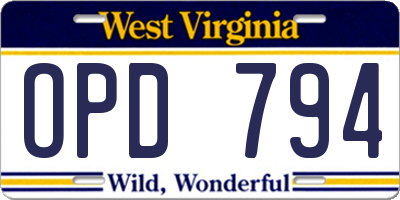WV license plate OPD794