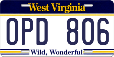 WV license plate OPD806