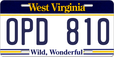 WV license plate OPD810