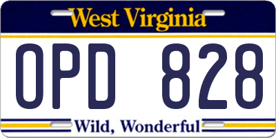 WV license plate OPD828