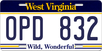 WV license plate OPD832