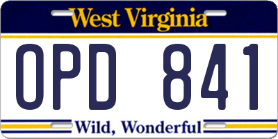 WV license plate OPD841