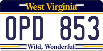 WV license plate OPD853