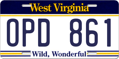 WV license plate OPD861