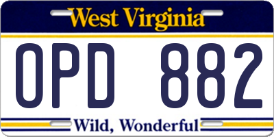 WV license plate OPD882