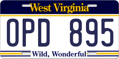 WV license plate OPD895
