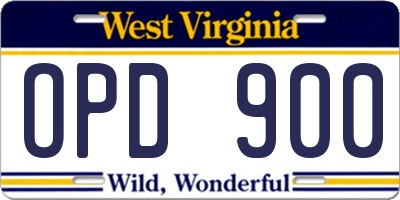 WV license plate OPD900
