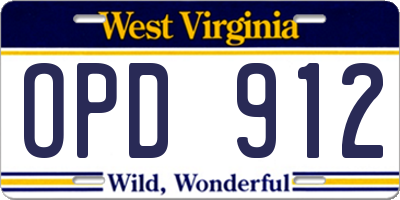 WV license plate OPD912