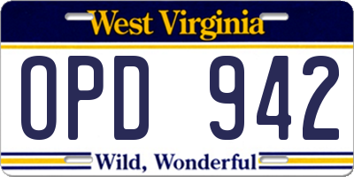 WV license plate OPD942