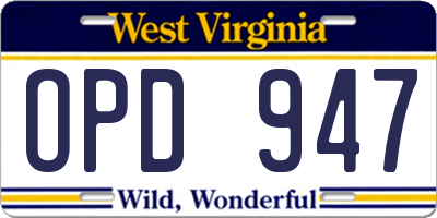 WV license plate OPD947