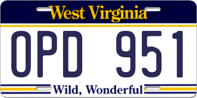 WV license plate OPD951