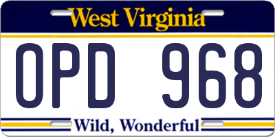 WV license plate OPD968