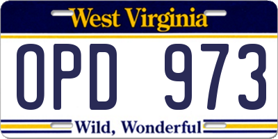 WV license plate OPD973
