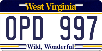 WV license plate OPD997
