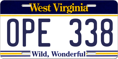 WV license plate OPE338