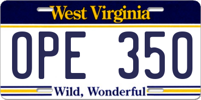 WV license plate OPE350