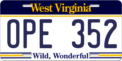 WV license plate OPE352