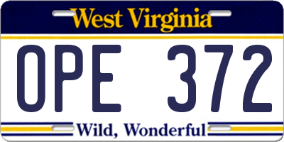 WV license plate OPE372